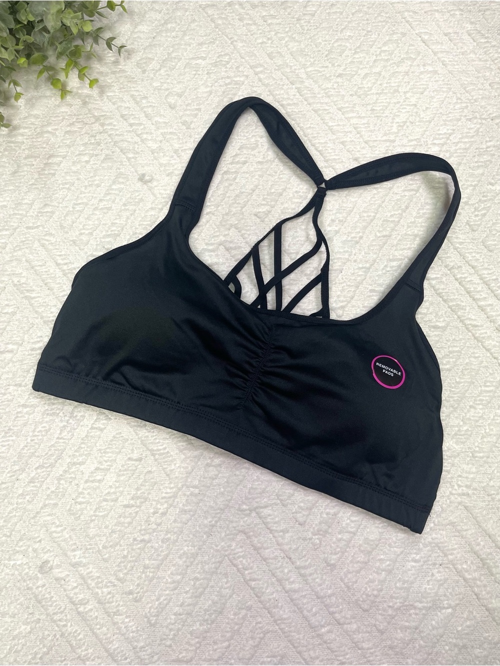 Material Girl Black Strappy Juniors Sports Bra Size XXL
